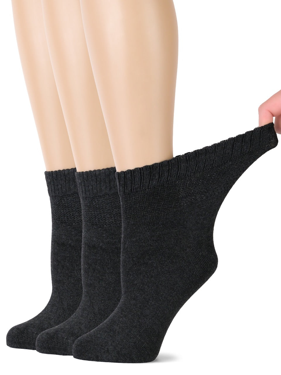 Women's Comfortable Diabetic Bamboo Ankle Socks for Swollen Legs, 3 Pairs
